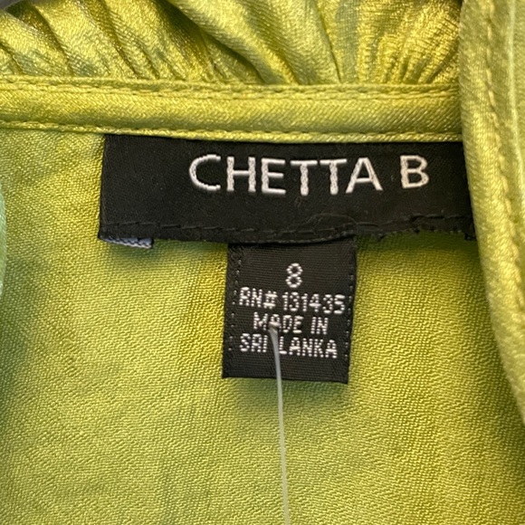 Size 8 Chetta B Lime Green Top with Ruffle Detail & Flower Buttons - Picture 3 of 3